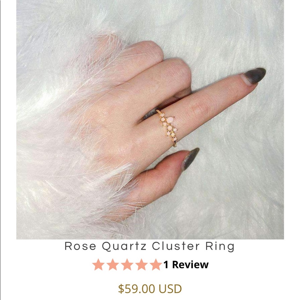 Blush & Bar Rose Quartz Cluster Ring size 6